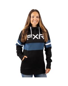 FXR W Stripe Pullover Hoodie 22 Black/Ocean