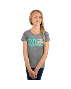 FXR Team Girls T-Shirt, Barn/Ungdom 22 Grey Heather/Mint