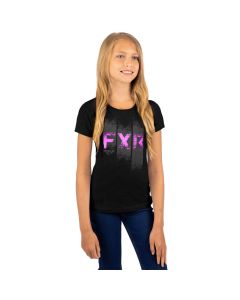 FXR Broadcast Girls T-Shirt, Barn/Ungdom 22 Black/Elec Pink