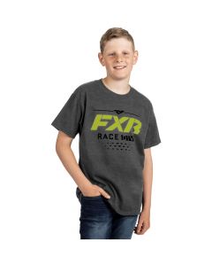FXR Race Division T-Shirt, Barn/Ungdom 22 Grey Heather/Hi Vis