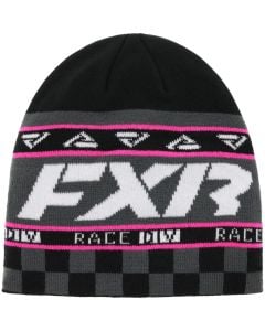 FXR Race Division Beanie 22 Black/ Elec Pink