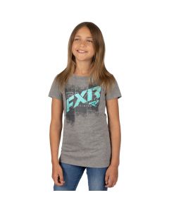 FXR Broadcast Girls Premium T-Shirt, Barn/Ungdom 23 Grey Heather/Mint