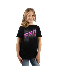 FXR Broadcast Girls Premium T-Shirt, Barn/Ungdom 23 Black/Raspberry